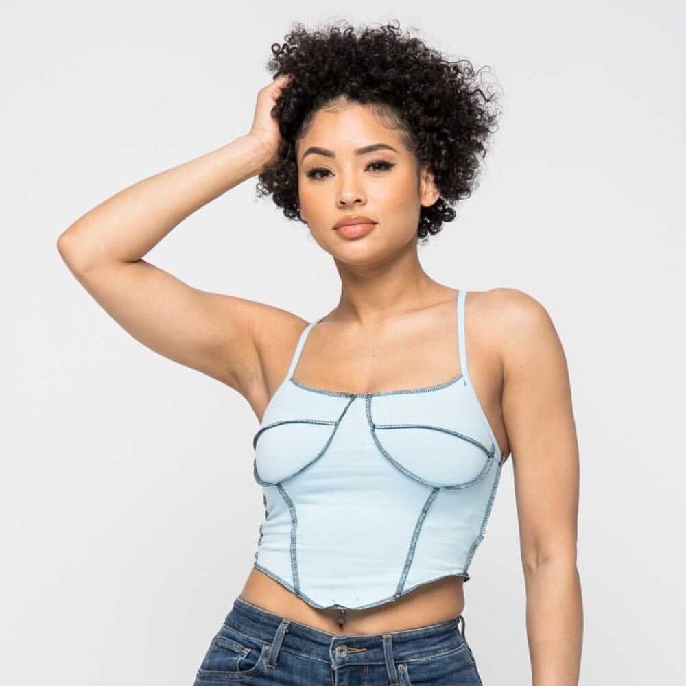 Baby Blue Soft Cloth Contrast Top
